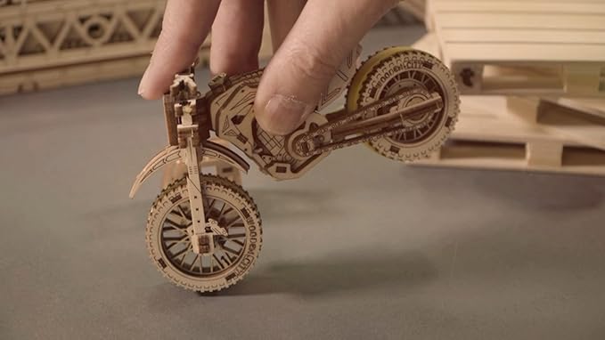 WOODEN.CITY Motocross 3D Puzzle for Adults - Hobby Kit to Build Your Own Wooden Bike - 3D Model Motorcycle Kit - Wood Model Kit