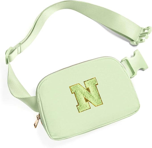 Gitus Gifts for 8 9 10 11 12 Year Old Girls Belt Bag Fanny Pack Crossbody Bags with Initial Letter Patch Cute Stuff Birthday Gifts for Teen Girls Women Personalized Trend Stuff (Light Green-N)