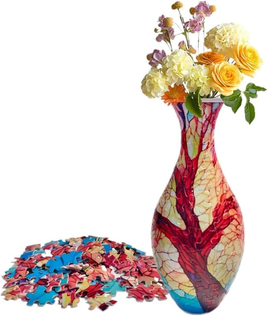 3D Vase Puzzle for Adults Room Decor Puzzles- Reusable Flower Vase with Tree of Life Design, Dust-Free Plastic Crafts,House Warming Gift for Flower Arrangements and Home Decoration