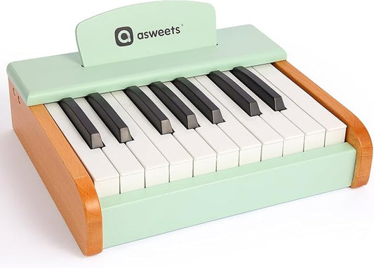 Asweets 18 Keys Piano Keyboard for Kids, Toddler Music Educational Instrument Toy, Wooden Piano for Toddlers Girls & Boys (Green)