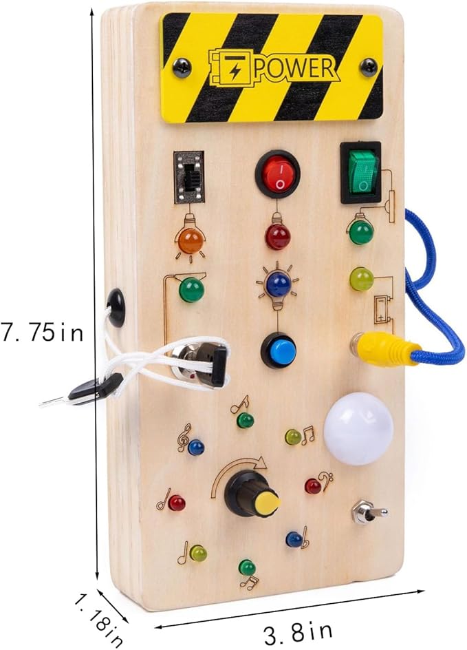 Montessori Toddler Busy Board Montessori Toy Baby Wooden Sensory Board with Switches Sensory Toys Switch Toys Travel Toys Kids Gifts for Birthday Christmas (Note Style)