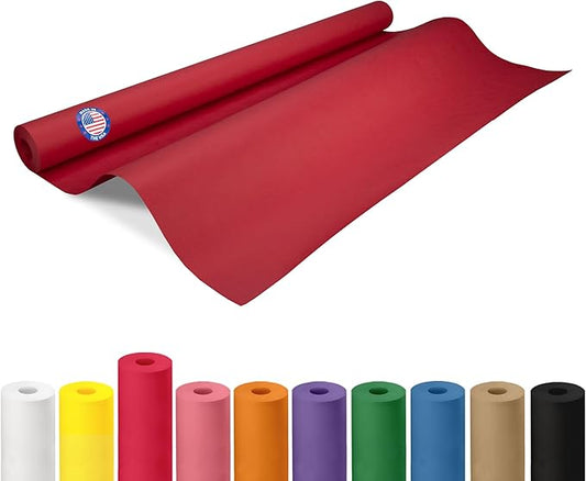 36" x 1200" (100 feet) Red Kraft Paper Roll - USA-Made Quality Craft Paper for Gift Wrapping, Kids' Arts & Crafts, School Projects - 100% Recycled Natural Material 50lb Thickness by IDL Packaging