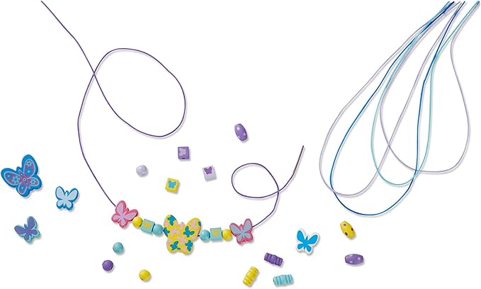 Melissa & Doug Created by Me! Butterfly Beads Wooden Bead Kit, 150+ Beads for Jewelry-Making