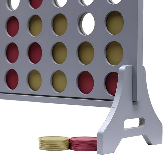 Tailgating Pros Premium Grey Giant Four in a Row with Carrying Case - Jumbo Oversized Outdoor Yard Game - Connect Multiple Pucks in a Row to Win - Many Puck Colors Available!