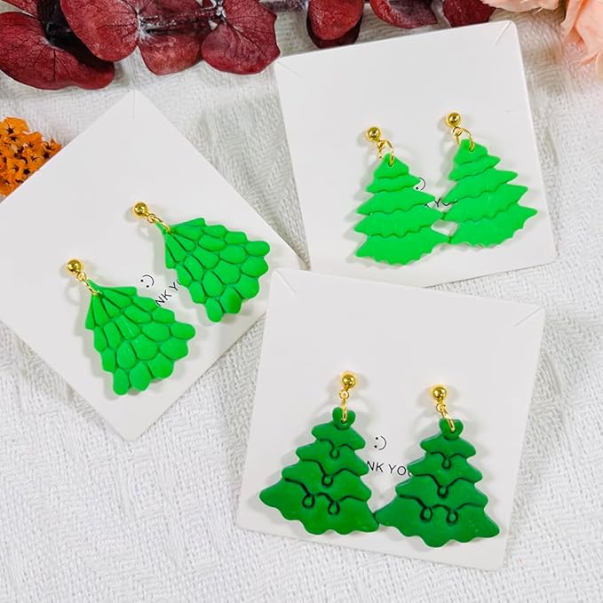 Xaekicr Christmas Tree Polymer Clay Cutters – 3 Style Clay Cutters for Holiday Earrings, Christmas Clay Tools for Polymer Clay Jewelry and Crafts