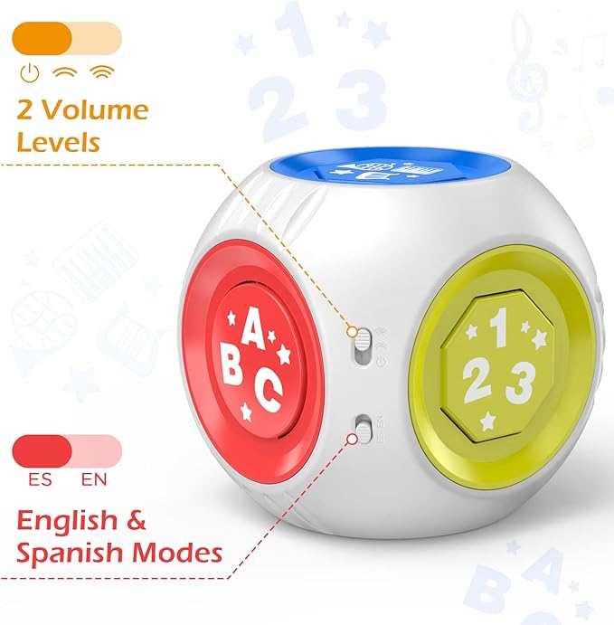 Bilingual Educational Toys for 1 Year Old Boy Girl, Musical Learning Cube Baby Toy 6-9-12-18 Month, Christmas Birthday Gift for 1 Year Old Boy Girl