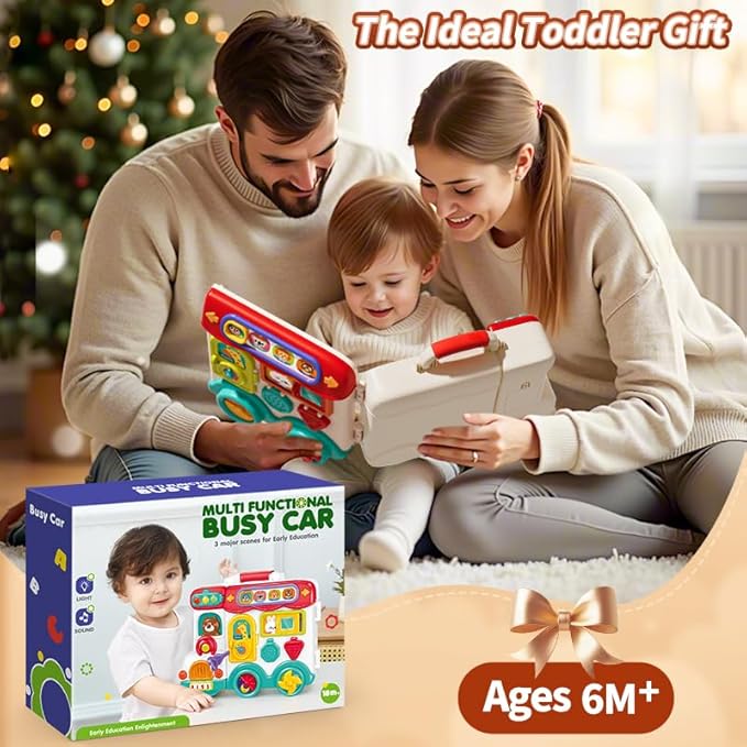Busy Board Montessori Toys Gift for 1 2 Year Old Boys, Early Educational Montessori Toys for Toddler 1-3, Birthday Gifts Toy for 1 2 Year Old Boy, Ideas 1 Year Old Boys Birthday Gift Toy