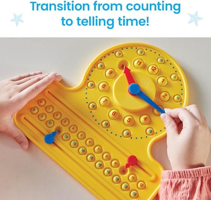 hand2mind NumberLine Clock Sensory Bubble Popper, Push Pop Fidget Toys, Learn to Tell Time, Telling Time Teaching Clock for Kids, Fidgets for Classroom, Math Toys, Kindergarten Learning Activities