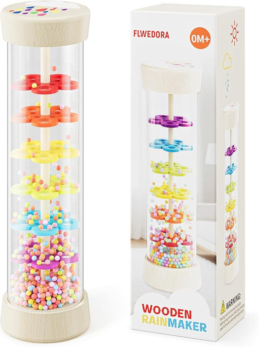 Rainmaker Toy,Montessori Toys for 0+ Year Old,Baby Wooden Sensory Development Toy,Christmas Birthday Gift for Baby Infant-7.7 Inch