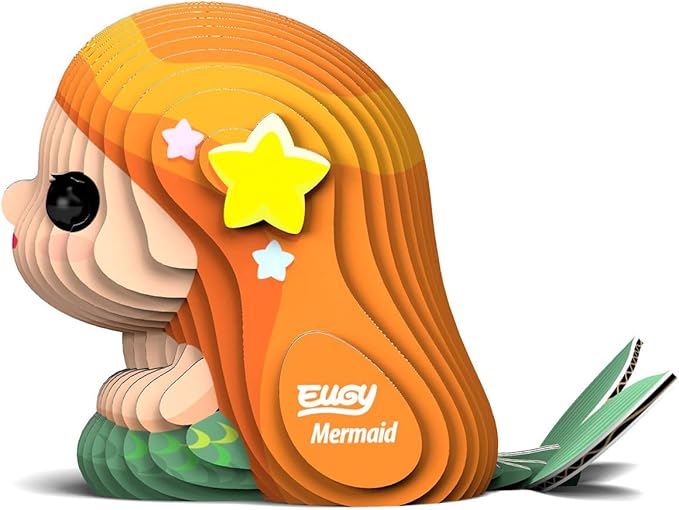 Eugy Mermaid 3D Puzzle, 25 Piece Eco-Friendly Educational Toy Puzzles for Boys, Girls & Kids Ages 6+