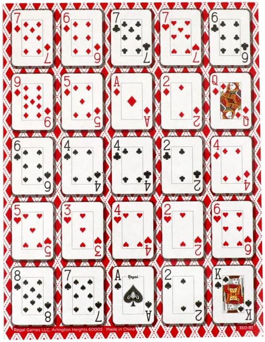 Regal Games - Poker Keeno Bulk Game Set - Includes 12 Two-Sided Boards, 200 Scoring Chips, 1 Deck of Standard Poker Cards - 24 Unique Board Layouts- Casino Night Card Game- Compatible with Poker Keno