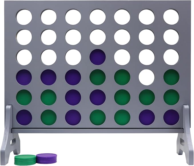 Tailgating Pros Premium Grey Giant Four in a Row with Carrying Case - Jumbo Oversized Outdoor Yard Game - Connect Multiple Pucks in a Row to Win - Many Puck Colors Available!