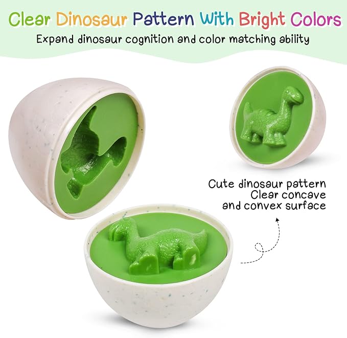 Dinosaurs Eggs,Egg Toys for Toddlers 1-3,Montessori Geometric Egg Puzzle Toy Early Educational Learning Color Sorting & Shape Matching Fine Motor Games Birthday Gifts for Boys Girls