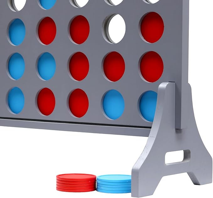 Tailgating Pros Premium Grey Giant Four in a Row with Carrying Case - Jumbo Oversized Outdoor Yard Game - Connect Multiple Pucks in a Row to Win - Many Puck Colors Available!