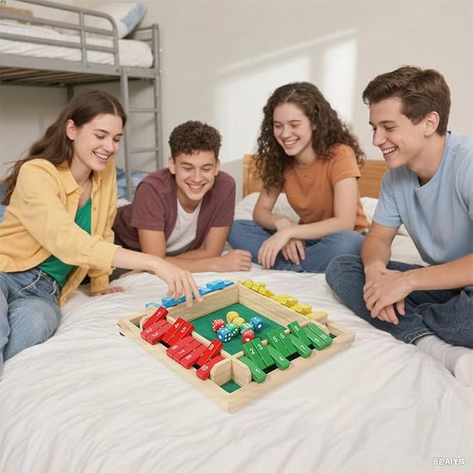 Shut The Box Game, 1-4 Players, Classic 8Dice Closed-Box, Improves Mathematical Skills, Suitable for Families, classrooms, and Gatherings (8.66 inches, Vibrant Colors)