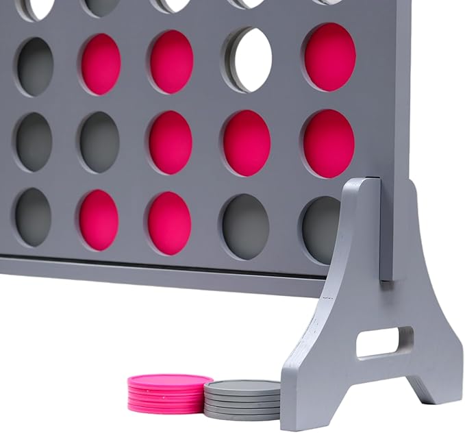 Tailgating Pros Premium Grey Giant Four in a Row with Carrying Case - Jumbo Oversized Outdoor Yard Game - Connect Multiple Pucks in a Row to Win - Many Puck Colors Available!