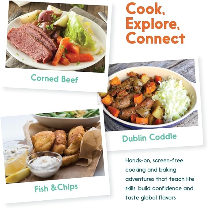 eat2explore Cooking Kits for Kids - Interactive & Educational Real Kids Cooking Kit with 3 Recipe Cards - (Ireland Edition)