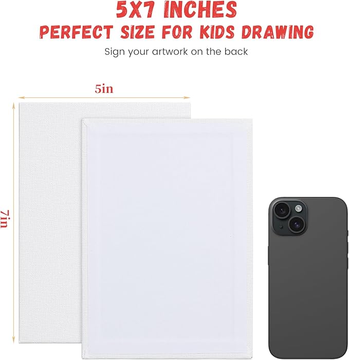 Simetufy 56 Pack Canvas Boards for Painting 5 x 7 inch Bulk, Blank Canvas Panels, Pre-Primed Acid-Free 100% Cotton for Acrylics Oil Watercolor Paints