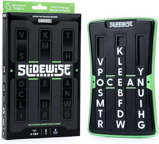 Educational Insights Slidewise™ - Word Game for Kids, Teens & Adults, Handheld Brain Teaser Challenge, Letter Slide Puzzles, Portable Travel Toys, Challenging Logic Games & Gifts for Ages 8+