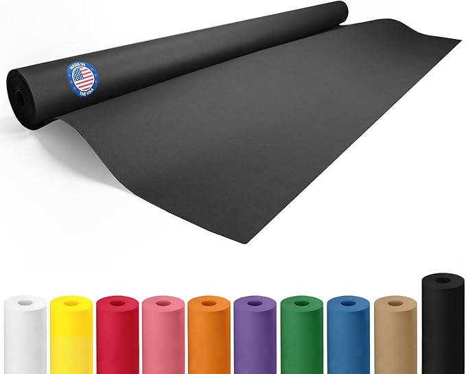 Black Paper Roll 48" x 2160" (180 feet) - USA-Made 50lb Thick Kraft Paper for Packing, Moving, Shipping, Wrapping, Crafts, Arts, Birthday Party - 100% Recycled Gift Wrap Material by IDL Packaging