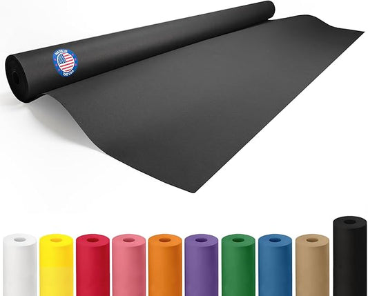 Black Paper Roll 48" x 2160" (180 feet) - USA-Made 50lb Thick Kraft Paper for Packing, Moving, Shipping, Wrapping, Crafts, Arts, Birthday Party - 100% Recycled Gift Wrap Material by IDL Packaging