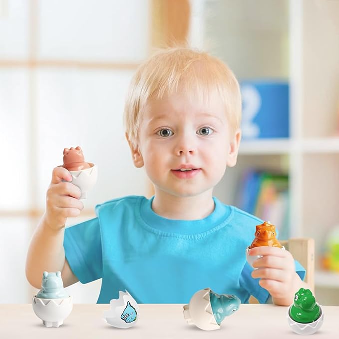 Hide & Squeak Dinosaur Eggs, Tinabless Montessori Sorting & Matching Learning Toys for Toddlers Kids Boys Girls, Easter Basket Stuffers Gifts Party Favors