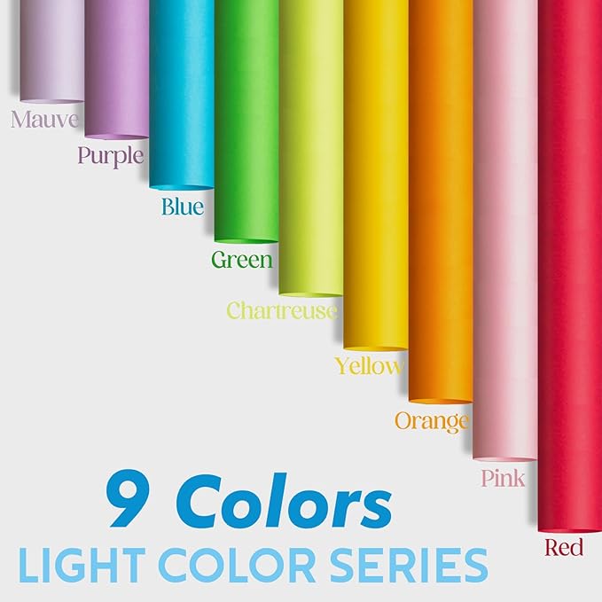 Color Copy&Print Paper 8.5X11 Inches,180 Sheets 9 Colors Rainbow A4 Printer Paper 20 lb/90GSM Colored Origami Paper for Cutting DIY Kids Art Craft
