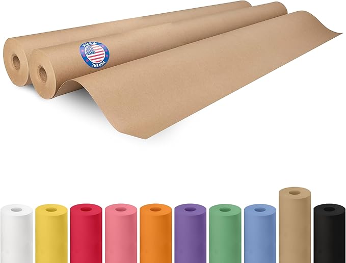 Brown Paper Roll 36" x 1800" (150 feet), Pack of 2 - USA-Made Brown Packing Paper 50lb Thickness for Moving, Shipping, Crafts/Arts - 100% Recycled Natural Wrapping Material by IDL Packaging