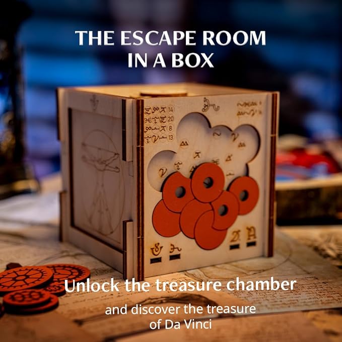 INSCAPE Da Vinci Puzzle Box - Escape Room in A Box for Adults - Cluebox - Mind Puzzles for Adults - Puzzle Boxes with Hidden Compartments - Puzzle Boxes for Adults - Wooden Puzzle Box