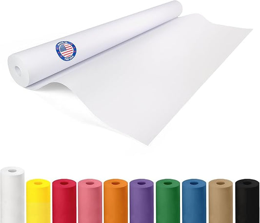 White Kraft Paper Roll 36" x 2160" (180 feet) - USA-Made Quality White Paper 50lb Thickness for Packing, Moving, Shipping & Crafts/Arts - 100% Recyclable Natural Wrap Material by IDL Packaging