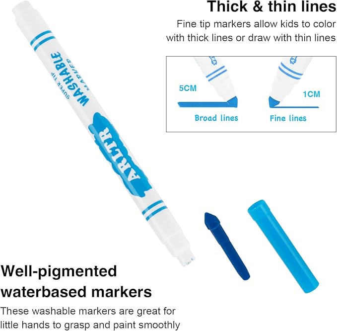 Washable Markers Bulk, Bulk Pack of 400 in 10 Vibrant Colors with Super Tip - Perfect for Kids' Classrooms & Teachers