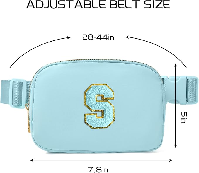 Gitus Gifts for 8 9 10 11 12 Year Old Girls Belt Bag Fanny Pack Crossbody Bags with Initial Letter Patch Cute Stuff Birthday Gifts for Teen Girls Women Personalized Trend Stuff (Icing Blue-S)