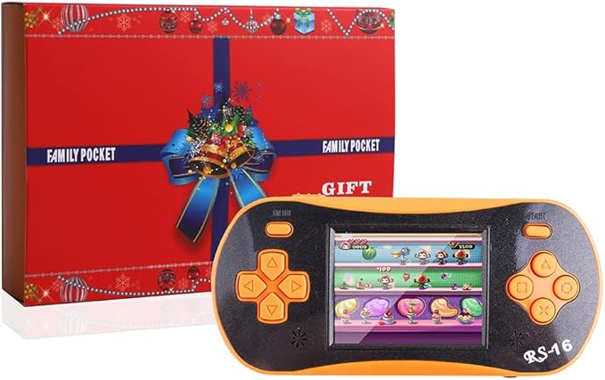 Handheld Game Player for Kids Adults- FAMILY POCKET RS16 Portable Classic Game Controller Built-in 260 Game 2.5 inch LCD Retro Arcade Video Game System Children's Birthday Gift (Orange)