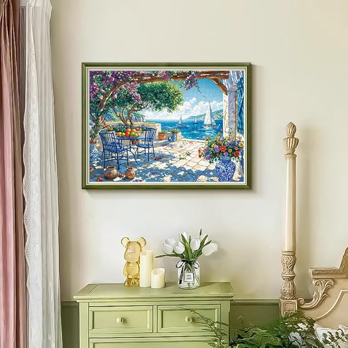 Jigsaw Puzzles for Adults 1000 Pieces, Interlock Perfectly Letter on Back No Dust, Home Decor Birthday Party Gift Toy for Men Women Elders Seniors, 1:1 Poster - Summer Coast