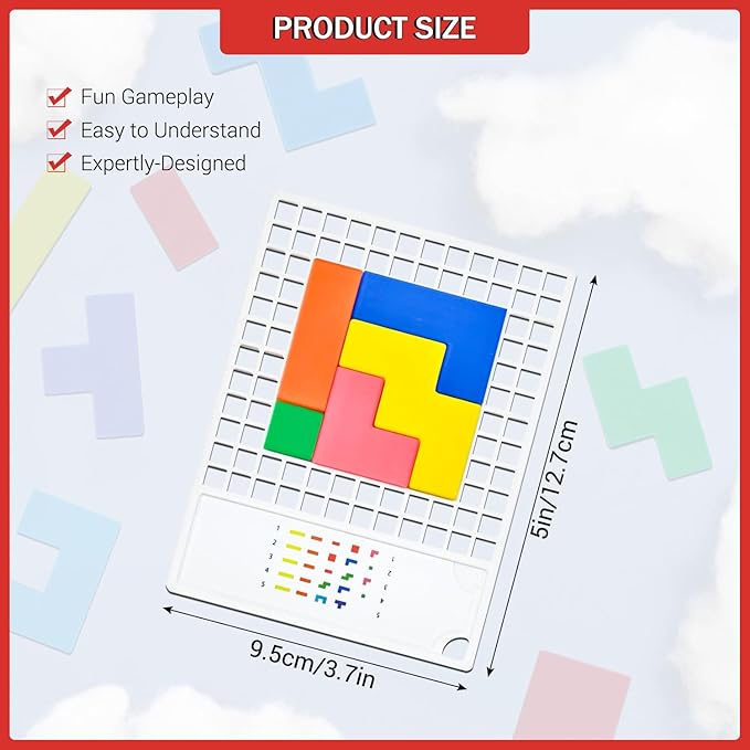 Block Puzzle Color Shape Pattern Brain Games 3D Logic IQ Game Fast-Paced, Addictive, and Easy-to-Learn Educational Building Blocks for Game Night Party Supplies Birthday Graduation Gifts