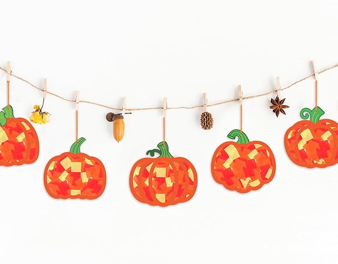 24 Sets Pumpkin Crafts Kit DIY Tissue Paper Sign Crafts for Back to School Fall Harvest Thanksgiving Religious Christian Party Fun Home Actives