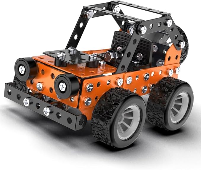 Buildable 3D Metal Engineering Kit STEM Set for Ages 8-16 Develops Logic Skills DIY Project Ideal Gift for Kids Age 8-16 Orange