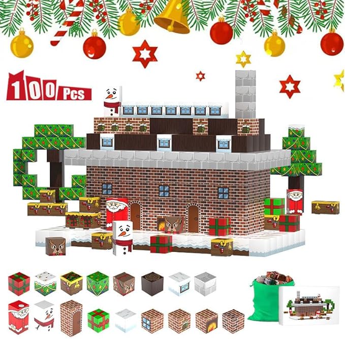 100PCS Magnetic Blocks for Kids Christmas, Build My Pixel World Magnetic Building Cubes Blocks, STEM Stacking Magnets Construction Toys Birthday Gifts for Boys and Girls Age 3+ Years Old
