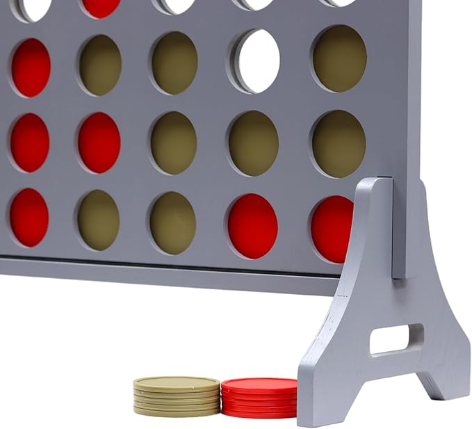 Tailgating Pros Premium Grey Giant Four in a Row with Carrying Case - Jumbo Oversized Outdoor Yard Game - Connect Multiple Pucks in a Row to Win - Many Puck Colors Available!