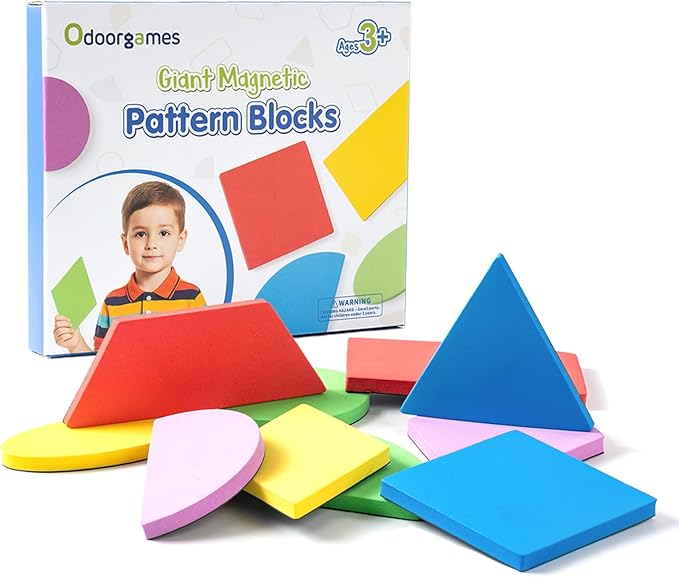 Magnetic Pattern Blocks - 10 Shapes - Magnetic Shapes for Whiteboard & Math Manipulatives