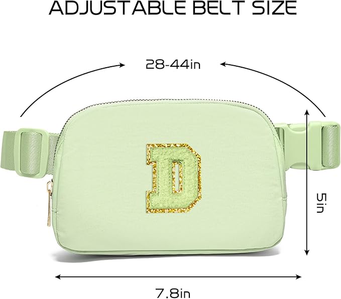 Gitus Gifts for 8 9 10 11 12 Year Old Girls Belt Bag Fanny Pack Crossbody Bags with Initial Letter Patch Cute Stuff Birthday Gifts for Teen Girls Women Personalized Trend Stuff (Light Green-D)