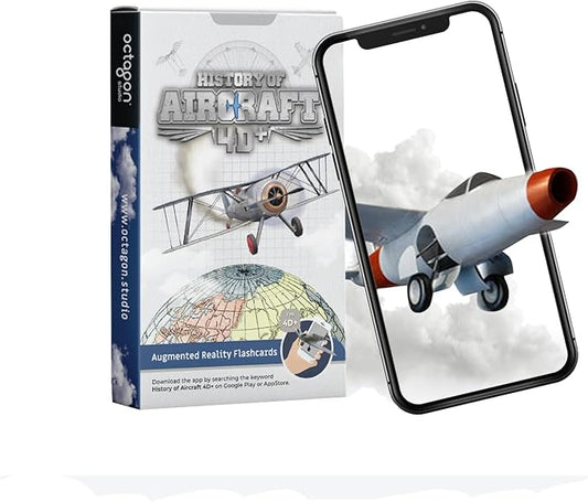 4D+ Augmented Reality Flashcards for Kids – Educational STEM Cards with Free App – Interactive Learning for Ages 4+ (Aircraft 4D+)