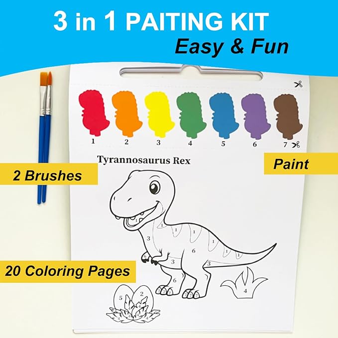 Paint with Water Coloring Books for Toddlers - Watercolor Painting Activities for Kids Ages 3-5 5-7 - Dinosaur Arts and Crafts Activity Kit - Dino Gifts for Boys 3 5 2 4 Year Old - Kid Art Craft