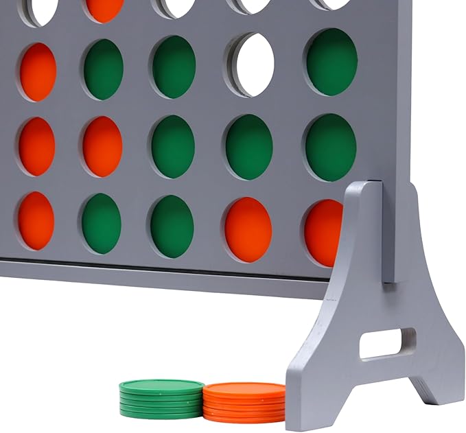Tailgating Pros Premium Grey Giant Four in a Row with Carrying Case - Jumbo Oversized Outdoor Yard Game - Connect Multiple Pucks in a Row to Win - Many Puck Colors Available!