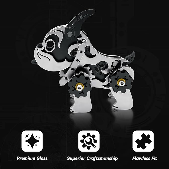 3D Metal Puzzles for Adults, Metal Model Kits for Adults, Mechanical BullDag Steel 3D Puzzle Stainless Steel Ornaments for Men Women Art Craft Gifts Toys(Black).