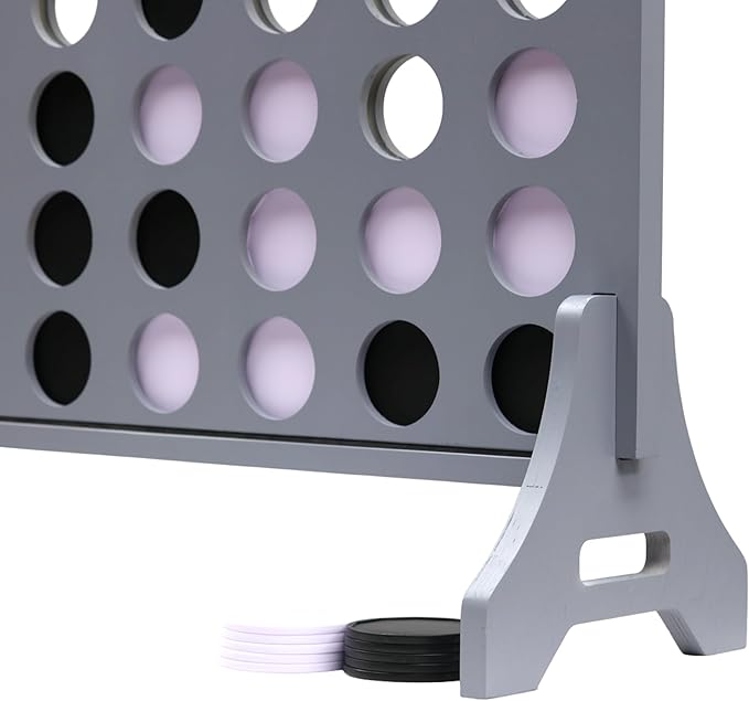 Tailgating Pros Premium Grey Giant Four in a Row with Carrying Case - Jumbo Oversized Outdoor Yard Game - Connect Multiple Pucks in a Row to Win - Many Puck Colors Available!