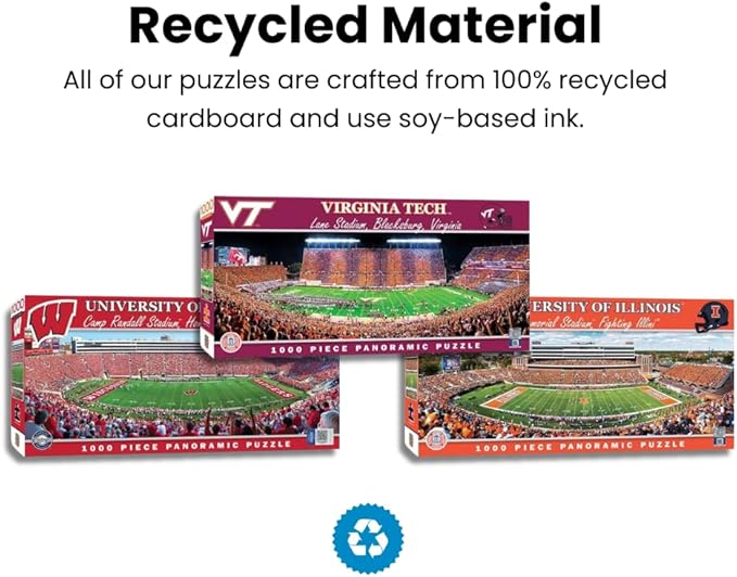 MasterPieces - 1000 Piece Jigsaw Puzzle, NCAA Wiconsin Badgers, Panoramic Football Stadium View, Fun for Adults and Family, 13" x39