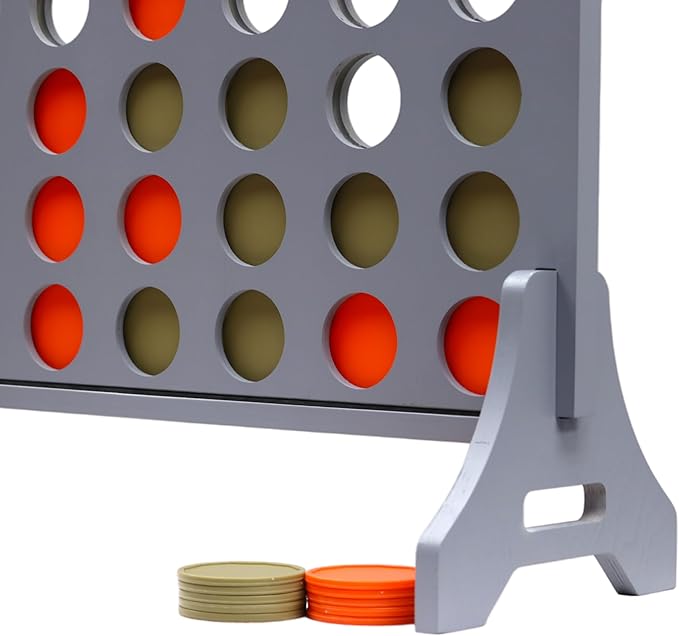 Tailgating Pros Premium Grey Giant Four in a Row with Carrying Case - Jumbo Oversized Outdoor Yard Game - Connect Multiple Pucks in a Row to Win - Many Puck Colors Available!