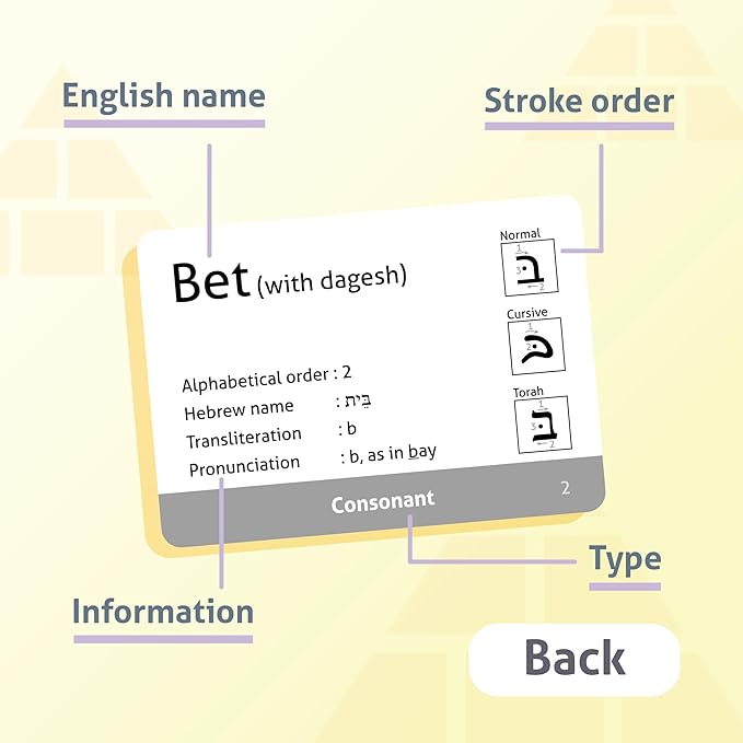 CARDDIA | Biblical Hebrew Alphabet Educational Flashcards | Includes Consonants, Vowels, Dagesh, and Final Forms
