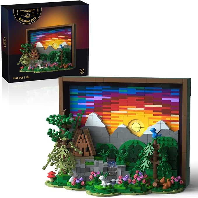 Ideas Sunset Wooden House Building Sets - 3D Puzzle Building Set for Adults, Ages 15+ - Beautifully Detailed Home Art Decor - Unique Gift Idea for Art Fans (1101PCS)